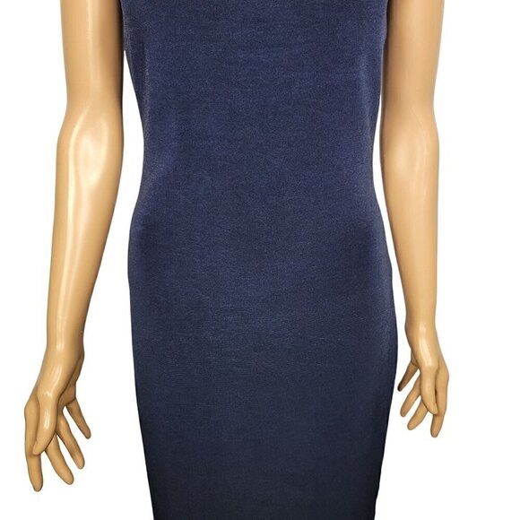 J. Crew Vintage Y2K Women's Navy Blue Midi Length Slit Sleeveless Dress Size 4 - Picture 4 of 10